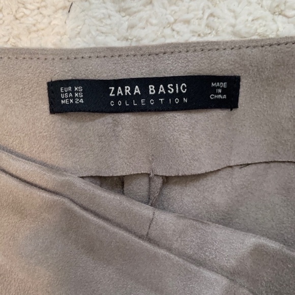 Zara Basic Faux Suede Gray Taupe Skort Skirt Shorts Mini High Waist Buckle XS - Picture 7 of 7